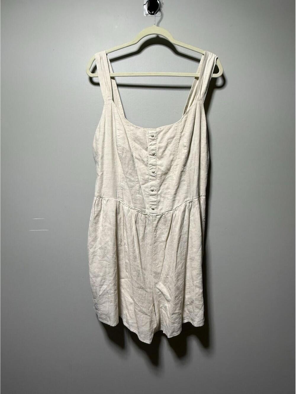 Abercrombie & Fitch Linen Blend Flirty Romper Button Front Oatmeal XLT